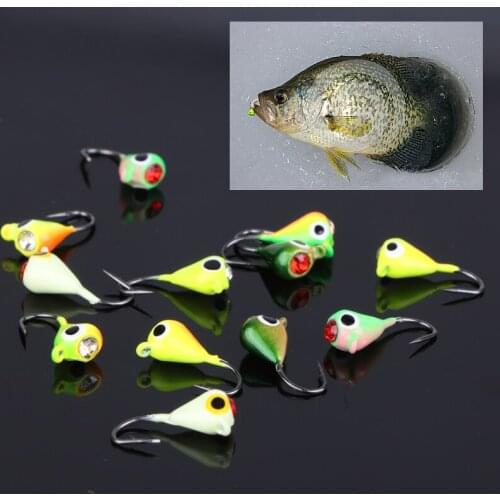 Goture 12pcs 1g/1.4cm Winter Ice Fishing Lures Jigging Fishing Hook Jig Artificial Bait with Lure Box