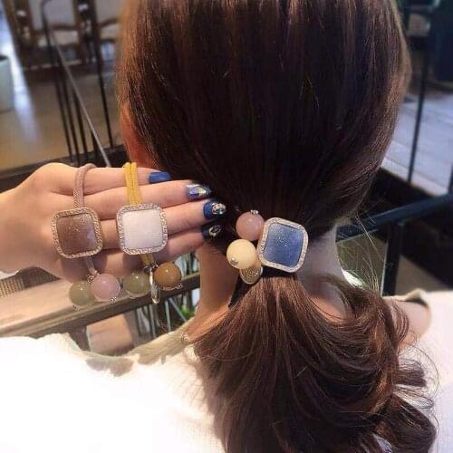 3PCS/Set Women Girl Geometric Elastic Cute Square Ball Hair Bands Tie Scrunchie Ponytail Holder Rubber Bands Hair Accessories