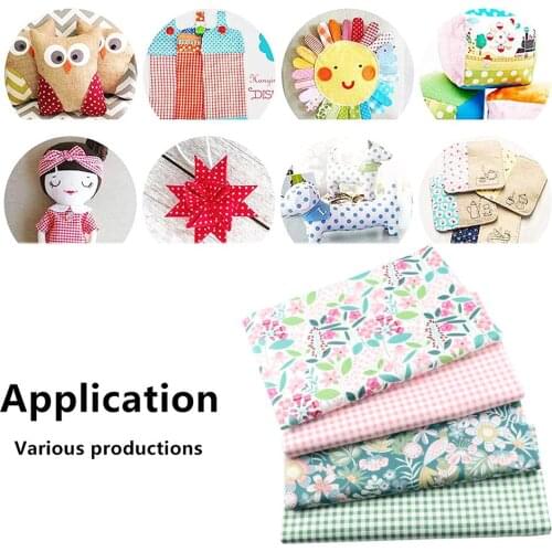 4PCS DIY Handmade Cotton Quilting Fabric Pattern Polyester for Sewing Crafting 2Size for Doll Kids Home Decor