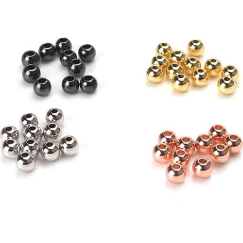 50pcs/lot 4 5 6mm Copper Beads Bracelet Necklace Spacer Beads For Jewelry Making Accessories Handmade Jewelry Crafts