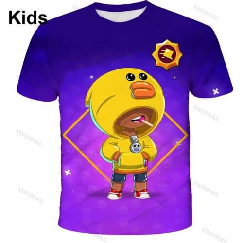 Browlers Sprout and Star,Children Cute Crow Shoot Game 3D Tshirt Men Clothing Harajuku Shirt Kids Leon Child Tops Boys Girls