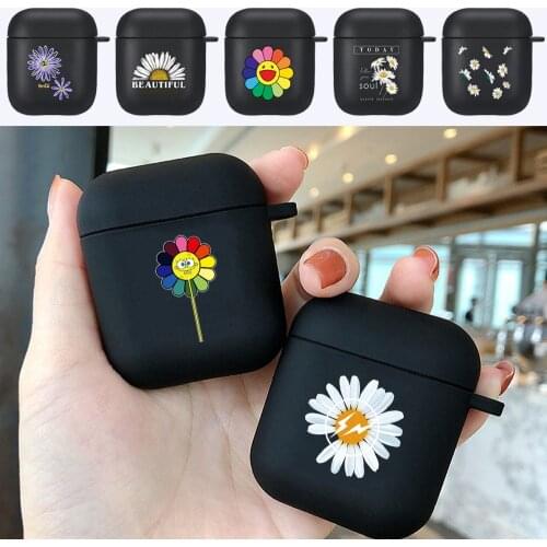 For Apple Airpods 1/2 Gen Airpods Cases Silicone Wireless Bluetooth Earphone Case Matte Daisy Print Pattern Cover