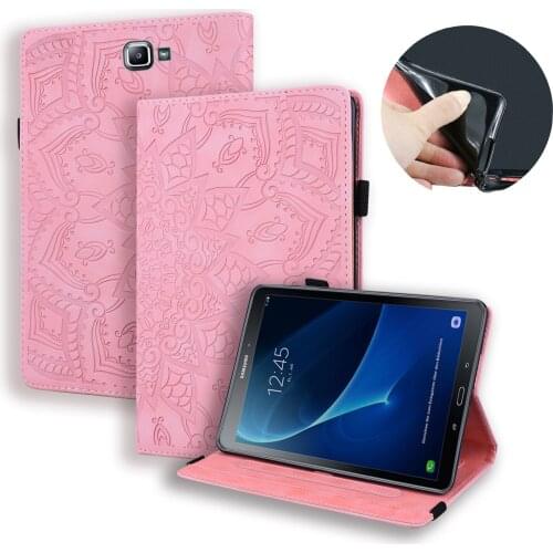 Flip Stand Tablet Cover for Funda Samsung SM T580 T585 3D Embossed Flower Tablet Case for Samsung Galaxy Tab A 6 2016 10.1 inch