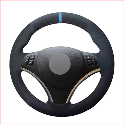 Black Suede Hand Sew Comfortable Soft Steering Wheel Cover for BMW E90 E91 E92 E93 E87 E81 E82 E88 X1 E84 Accessories