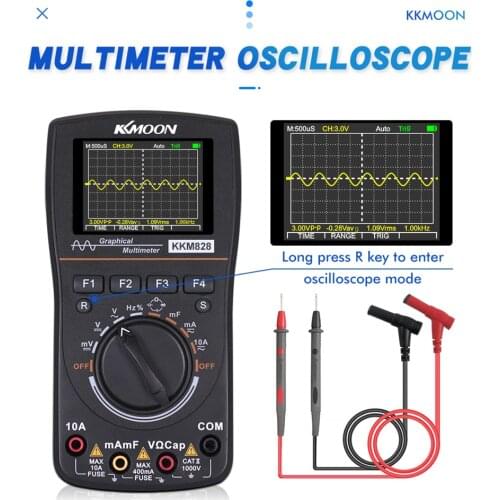 Kkm828 Digital Oscilloscope High Definition Intelligent Graphical Oscilloscope Multimeter 2 in 1 with 2.4 Inches Color Screen