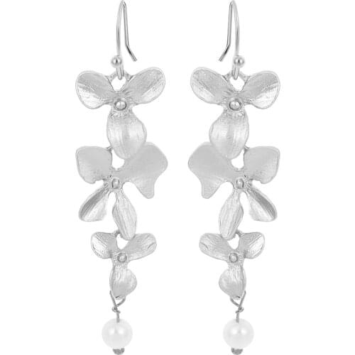 Cxwind Charm Orchid Lotus Flower Peals Earrings for Women Bridal Jewelry Brincos De Festa Statement Earrings