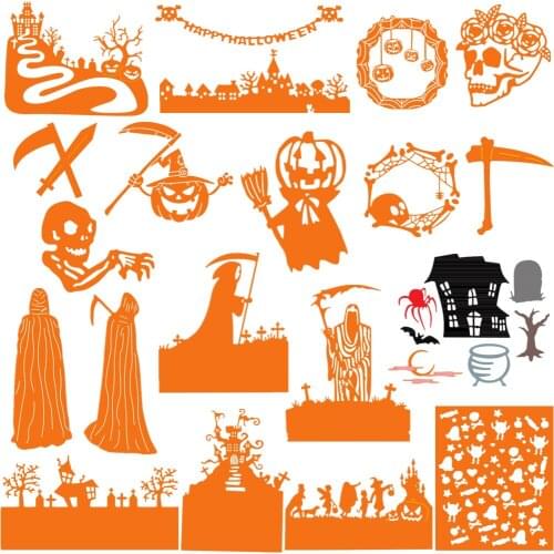Halloween Devil Pumpkin Death Sickle Skull Metal Cutting Dies for Scrapbooking DIY Album Card Making Decorative New 20