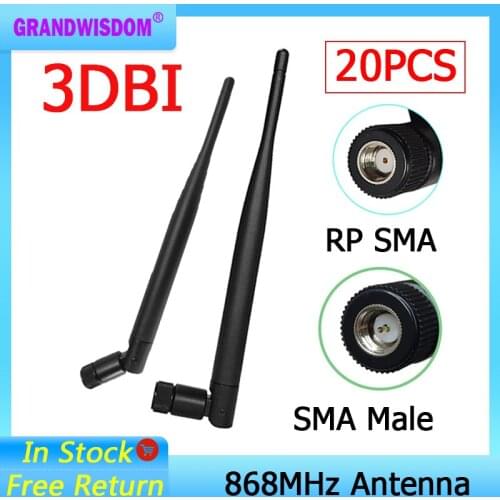 20pcs 868MHz 915MHz Antenna 5dbi SMA Male Connector GSM 915 868 MHz antena outdoor signal repeater antenne waterproof Lorawan