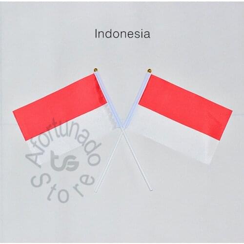Indonesia flag Banner 14*21cm hand waving National flag Home Decoration flag banner