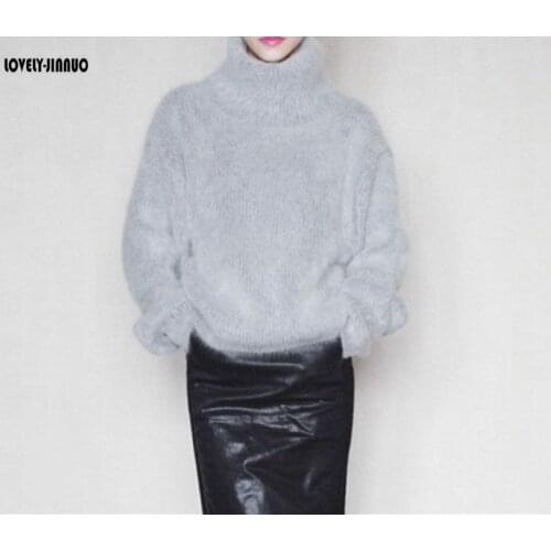 Snow mountain mink cashmere turtleneck bat sleeve sweater thickening new mink wool unlined upper garment free shipping JN5