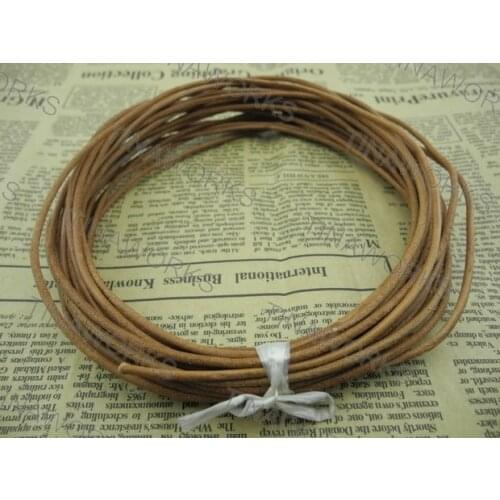 KONMAY 100 Yards2.5mm Natural Solid Round Genuine Real Jewelry Leather Cord Leather Strips Leather Strings for Jewelry Making