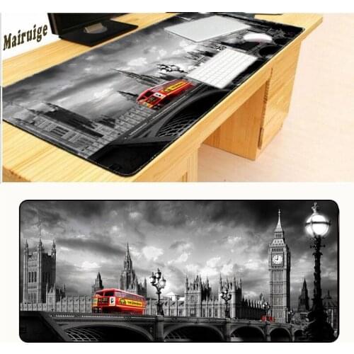 Mairuige London Landscape Bus Rug Anti-slip Mouse Diy Design Gamer Pc Large Gaming Laptop Pad Black Paint Rubber