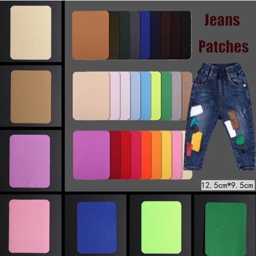 Colorful Elbow Patches Clothes DIY Jeans stickers Iron On Denim Patch Repair Pants Knee Applique Apparel Fabric Sewing Accessory