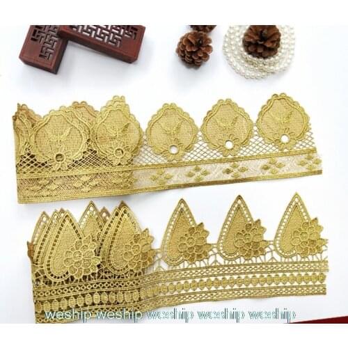 Ins Golden Embroidery lace lace for handicraft handmade DIY crown garment accessories Wedding dress accessories
