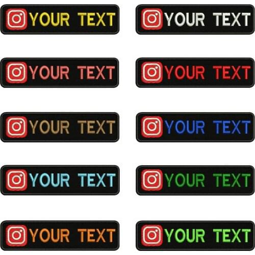 Instagram Logo 10X2.5cm Embroidery Custom Name Text Patch Stripes badge Iron On Or Velcro Backing Patches For Clothes Backpack