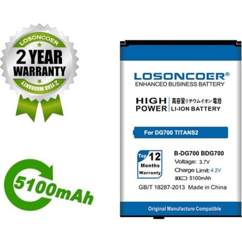 LOSONCOER Battery 5100mAh B-DG700 For DOOGEE DG700 TITANS2 BDG700 Battery