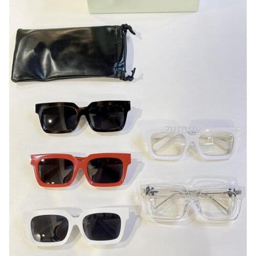 Small Square Frame Steampunk Red Mirrored Sunglasses Acetate Shapes Women Men Unisex 2021 Summer Unusual Clear Glass Ow40001U