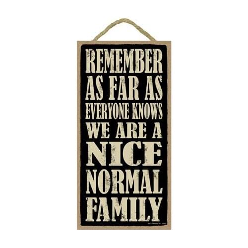 Meijiafei Remember as far as everyone knows we are a Nice Normal Family 5" x 10" wood sign plaque
