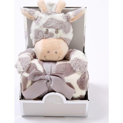 Cute Baby Blankets Newborn with Toys 100% Flannel Warm 2 Layers animal cartoon Swaddle Wrap Baby Bedding Blankets