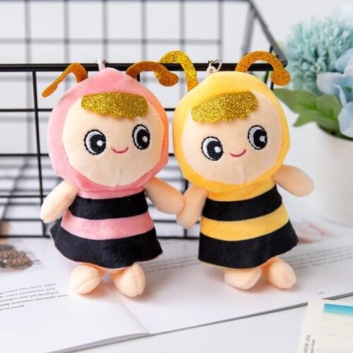 Cute Cartoon Little Bee Doll Plush Stuffed Dolls , Simulation Animal Toys, Keychain Doll ,backpack Ornaments Child Kids Decor