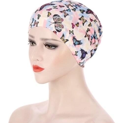 Fashion Print Floral Muslim Turban For Women Inner Hijabs Cotton Arab Indian Hijab Underscarf Caps Ready To Wear Turbante Mujer