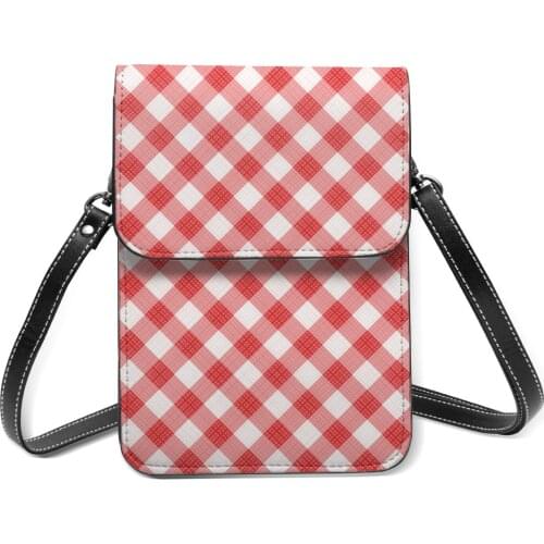 Red Gingham Square Plaid Pattern Fashion Card Holder Wallet 2021 New Female Wallets Women Zipper Strap Coin Purse