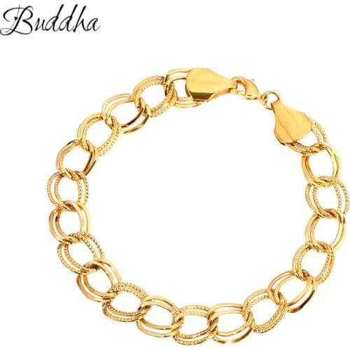 Muslim Stainless Steel Jewelry Islam Allah Byzantium Chain Gold Color Bracelet Middle Eatern Arabic Bangle Mens Gifts