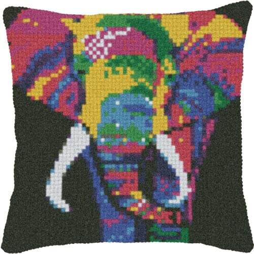 Animal Elephant DIY Latch Hook Rug Kit 3D Segment Embroidery Pillow Wool Cross Stitch Carpet Set Crafts