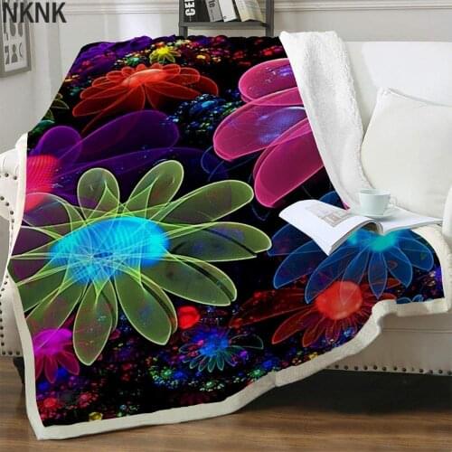 NKNK Brank Hippie Blankets Flower Plush Throw Blanket Art Blankets For Beds Funny Bedding Throw Sherpa Blanket Animal Vintage