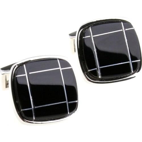 Wholesale 3pairs/lot Commercial Series Male Metal Line Inlaying Square Nail Sleeve 156156 Cuff Links