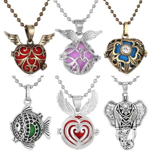 Aromatherapy Necklace Flower Love Heart Bird Cage Pendant Perfume Essential Oil Diffuser Aroma Diffuser Pendant Necklace