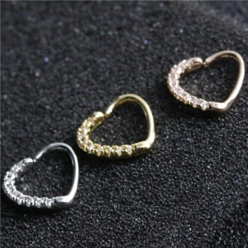 Simple Love Heart Ear Bone Nail Micro Inlaid Zircon Silver Color Ear Bone Nail European Fashion Womens Puncture Jewelry