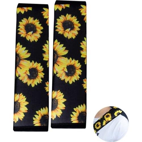 Car Seat Belt Cushions Soft Comfort Car Seat Belt Pads Cover Sunflower Protection Shoulder Pad Cover Cushion Harness Pad