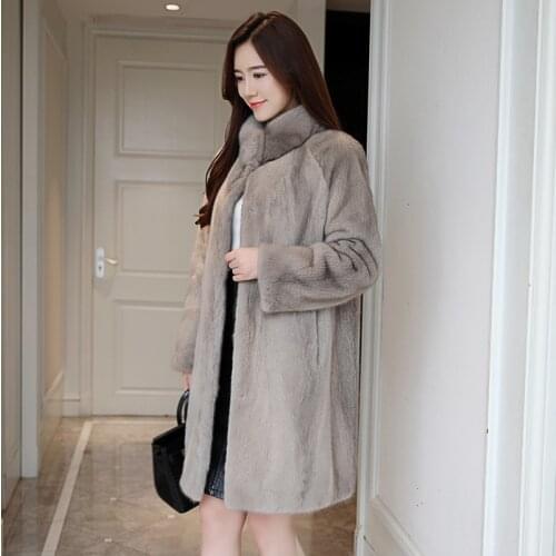 Mink fur coat whole fur coat long 2019 womens clothing outerwear jacket coats winter new fashion collar collar suede