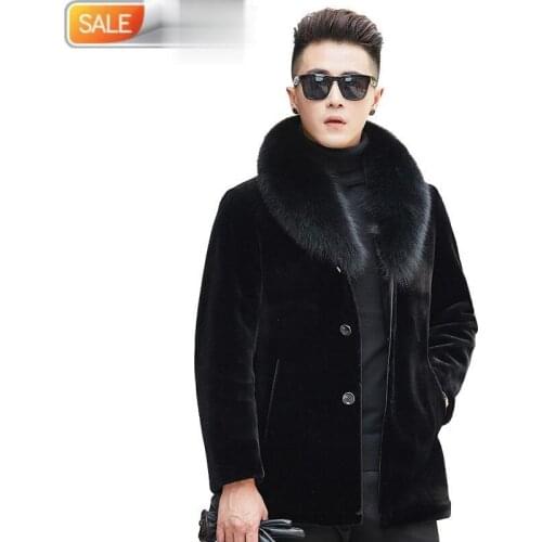 Natural Wool Coat 2020 Winter Jacket Men Luxury Fox Collar Jackets Mens Real Sheep Shearing Fur Coats ND743