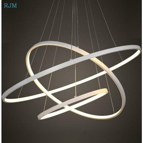 Nordic Minimalist Fashion Aluminum LED Chandelier Circular Creative Modern Hang Lamps Living Room Restaurant Shop Bar Lightings