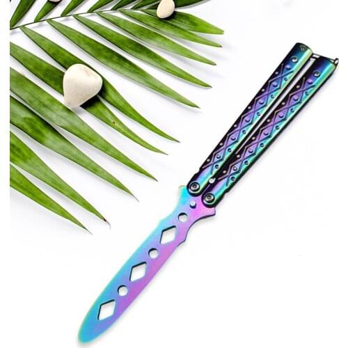 Foldable Comb Stainless Steel Practice Training Butterfly Knife Alloy Steel Foldable Training Knives Unsharpened Outdoor Trainer