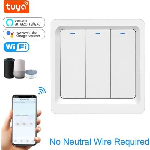 EU 220V Tuya Smart Wall Push Button Switch 1 2 3 Gang Wifi Light Switches APP Control Timer Function Work With Alexa Google Home
