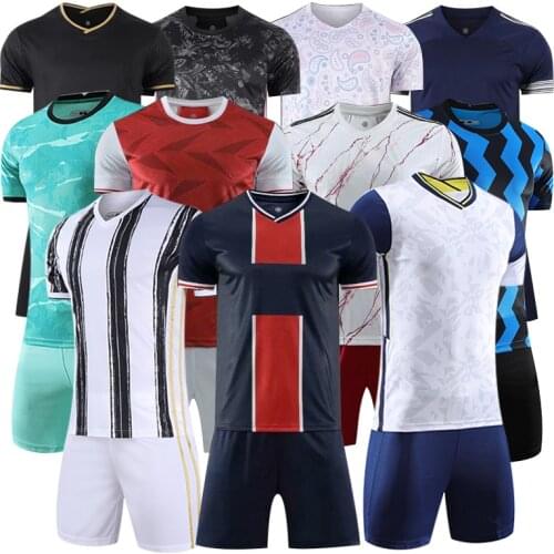 Blank Custom 20-21 New Soccer Jersey Set Men Kids Size Football Training Uniform Short sleeve and Shorts Ball Clothes