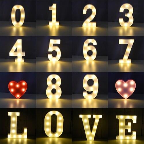 Luminous LED Letter Night Light English Alphabet Number Lamp for Wedding Party Christmas Home Valentines Day Decorations