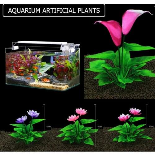Aquarium Fish Tank decoration water banyan lotus horseshoe Landscape Decor Artificial Flowers Plants Grass Fake Water Plants