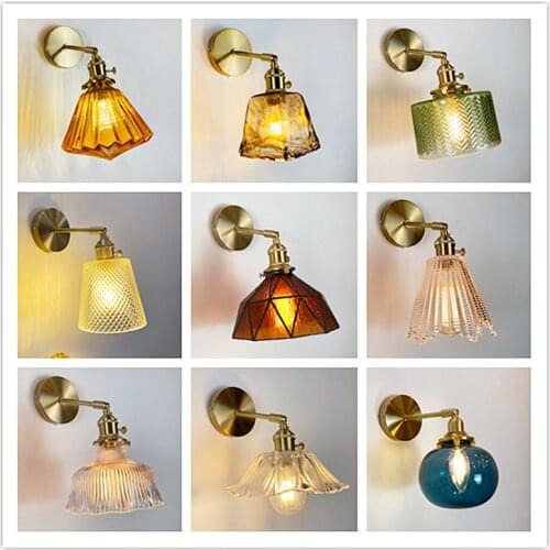 Vintage LED wall lamp glass bedroom wall lights home decoration living room light fixture vanity mirror lighting indoor bathroom