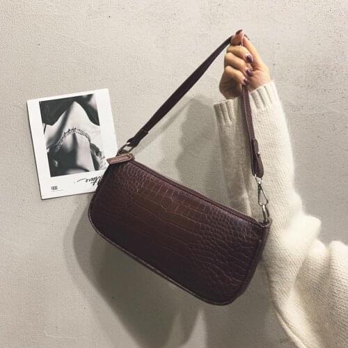 Vintage Alligator Pattern Women Messenger Handbags Casual Solid Color Leather Shoulder Bags