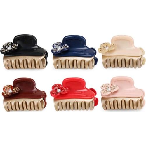 Small Jaw Hair Claw Clip - Flower Hair Accessory for Women Girls Classic Hair Ornament - Rhinestone Hair Jewelry for Tiara