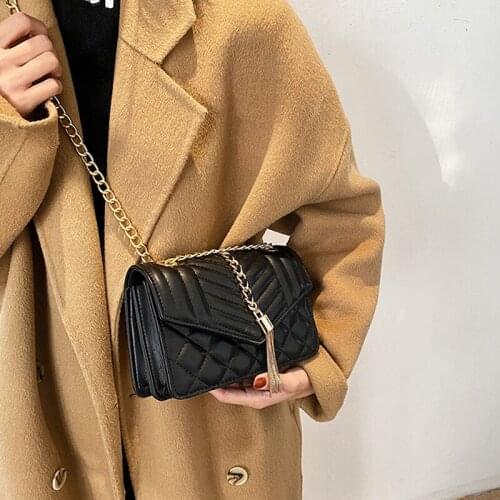 Female Small Bucket for Women Black Handbags Shoulder Stone Pattern Leather Crossbody Chain Small Square Messenger Bag