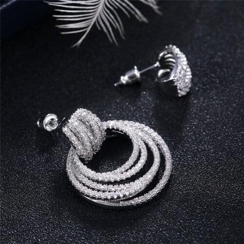 Luxury Multilayer Circle Zircon Earrings Temperament Fashion Personality Jewelry For Women Feature Namour Charm Gift All Seasons