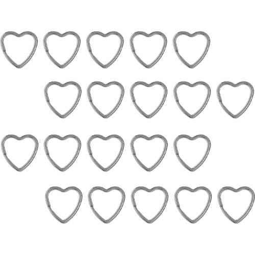 10/20/50Pcs 31mm Heart Shape Metal Split Key Rings Silver Keyrings Hoop Loop