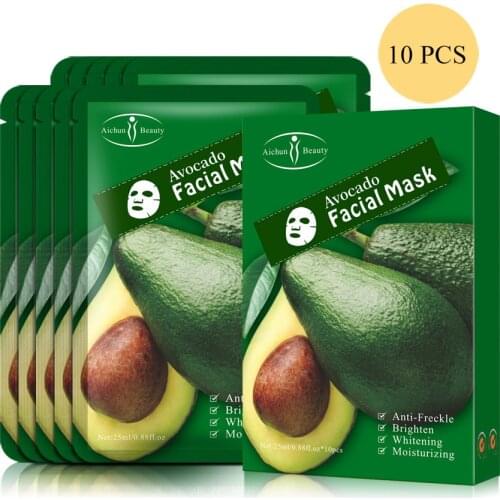 10 Pieces Fruit Moisturizing Hydrate Avocado Facial masks Shea butter extract Anti-Aging Oil-control Whitening Face mask