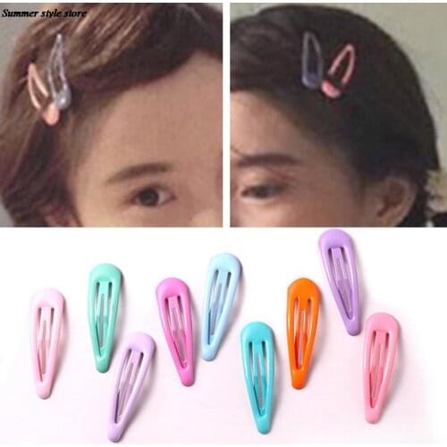 New 10 Pcs / Set Girls Colorful Hair Clips Folder 5 Cm Painted Childrens Bangs Clip Color Random