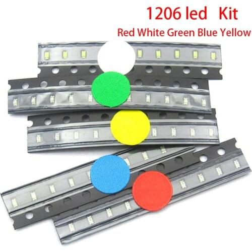 100PCS 1206 SMD LED light Package LED Package Red White Green Blue Yellow 1206 led in stock new original